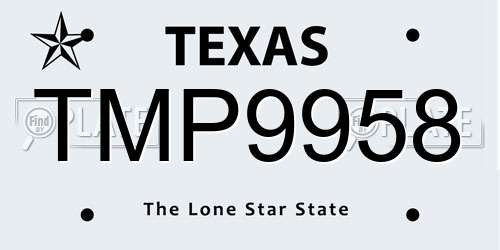 TMP9958 Texas License Plate