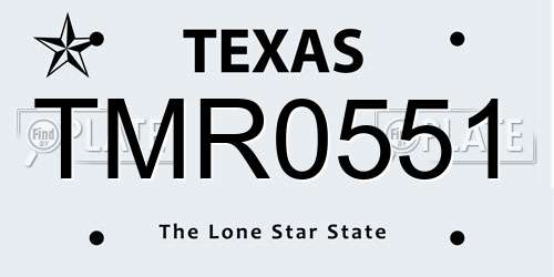 TMR0551 Texas License Plate