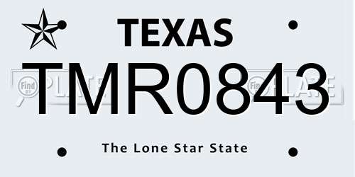 TMR0843 Texas License Plate