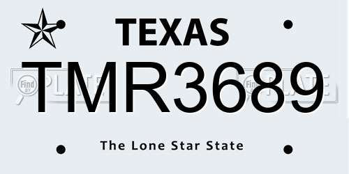 TMR3689 Texas License Plate