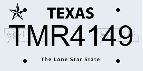 TMR4149 Texas License Plate