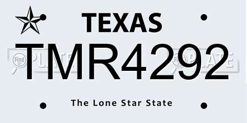 TMR4292 Texas License Plate