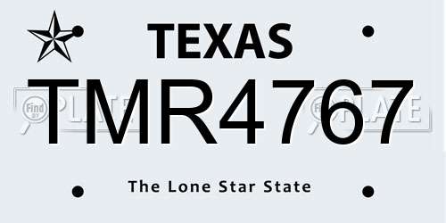 TMR4767 Texas License Plate