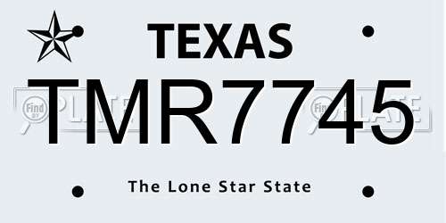 TMR7745 Texas License Plate
