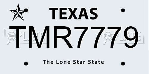 TMR7779 Texas License Plate