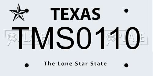 TMS0110 Texas License Plate