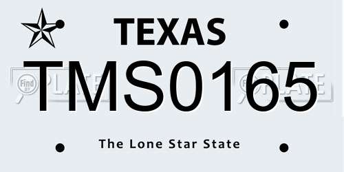 TMS0165 Texas License Plate