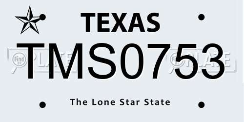 TMS0753 Texas License Plate