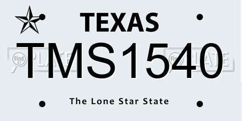 TMS1540 Texas License Plate