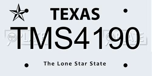 TMS4190 Texas License Plate