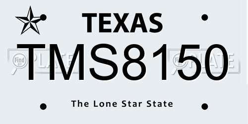 TMS8150 Texas License Plate