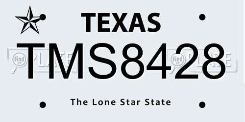TMS8428 Texas License Plate