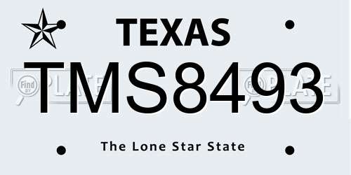 TMS8493 Texas License Plate
