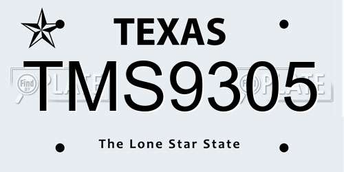 TMS9305 Texas License Plate