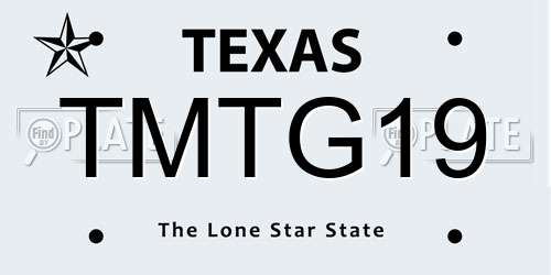 TMTG19 Texas License Plate
