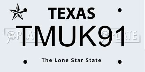 TMUK91 Texas License Plate