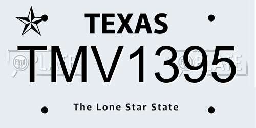 TMV1395 Texas License Plate