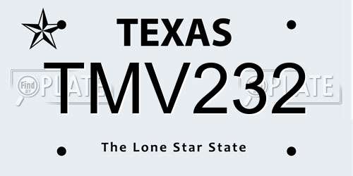 TMV232 Texas License Plate