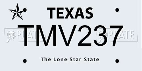 TMV237 Texas License Plate