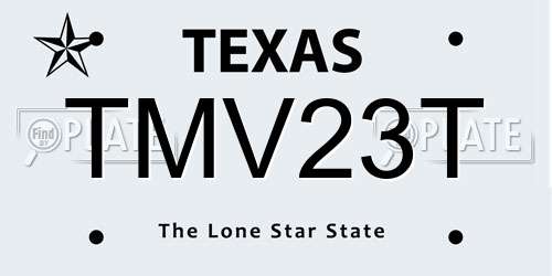 TMV23T Texas License Plate