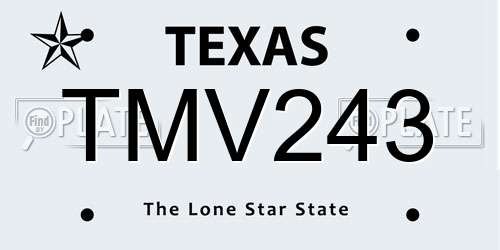 TMV243 Texas License Plate