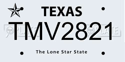 TMV2821 Texas License Plate