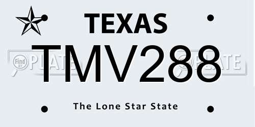 TMV288 Texas License Plate