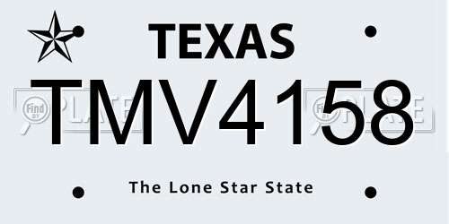 TMV4158 Texas License Plate