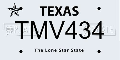 TMV434 Texas License Plate