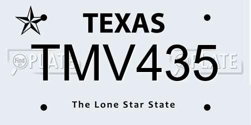 TMV435 Texas License Plate