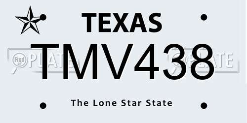 TMV438 Texas License Plate