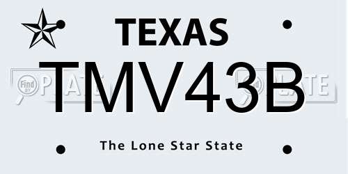 TMV43B Texas License Plate