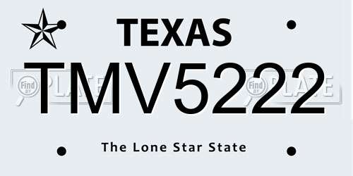 TMV5222 Texas License Plate