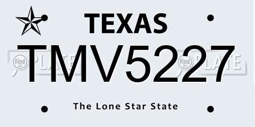 TMV5227 Texas License Plate