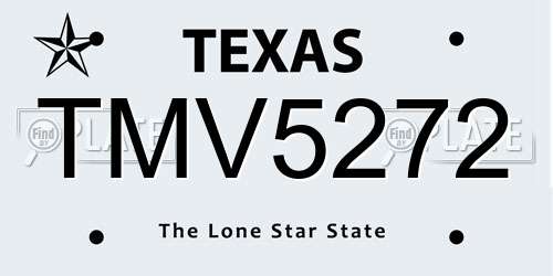 TMV5272 Texas License Plate