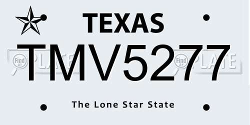 TMV5277 Texas License Plate