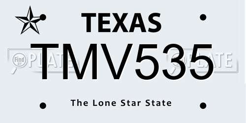 TMV535 Texas License Plate