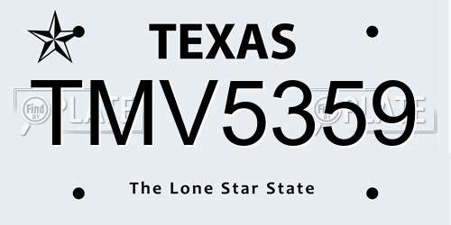TMV5359 Texas License Plate