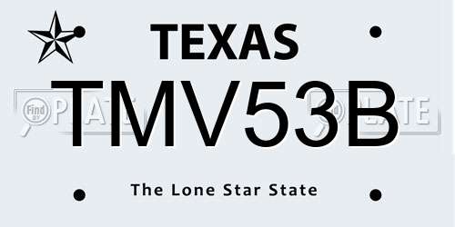 TMV53B Texas License Plate