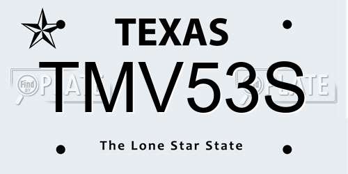 TMV53S Texas License Plate