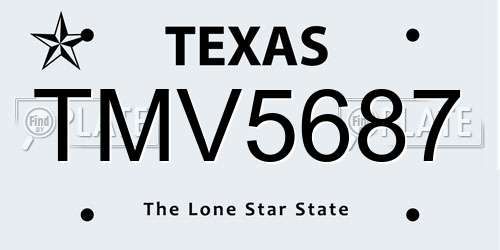 TMV5687 Texas License Plate