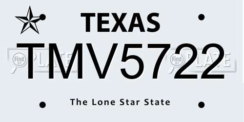 TMV5722 Texas License Plate