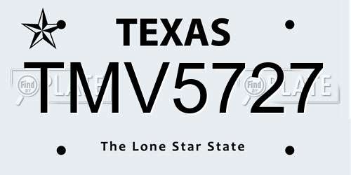 TMV5727 Texas License Plate