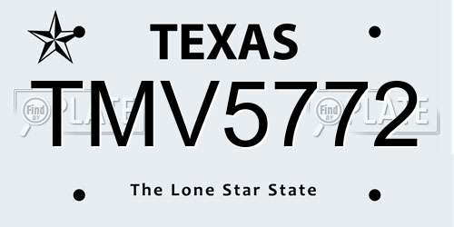 TMV5772 Texas License Plate