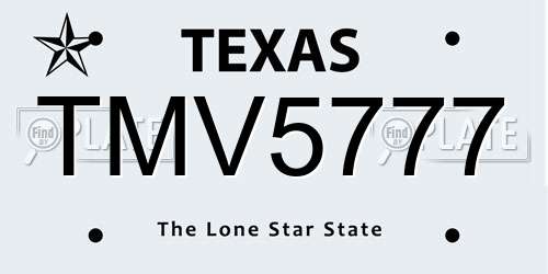 TMV5777 Texas License Plate