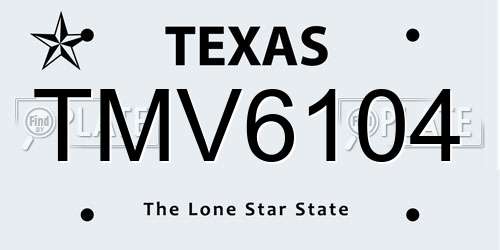TMV6104 Texas License Plate
