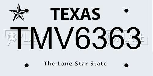 TMV6363 Texas License Plate