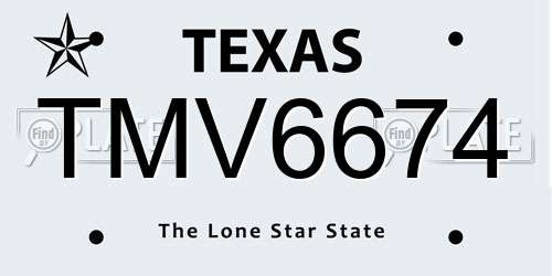 TMV6674 Texas License Plate