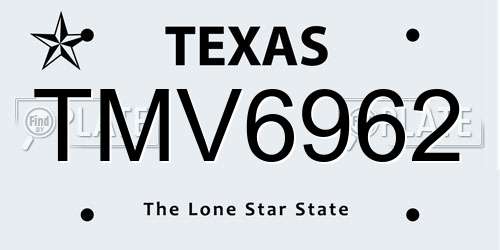 TMV6962 Texas License Plate