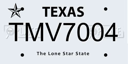 TMV7004 Texas License Plate